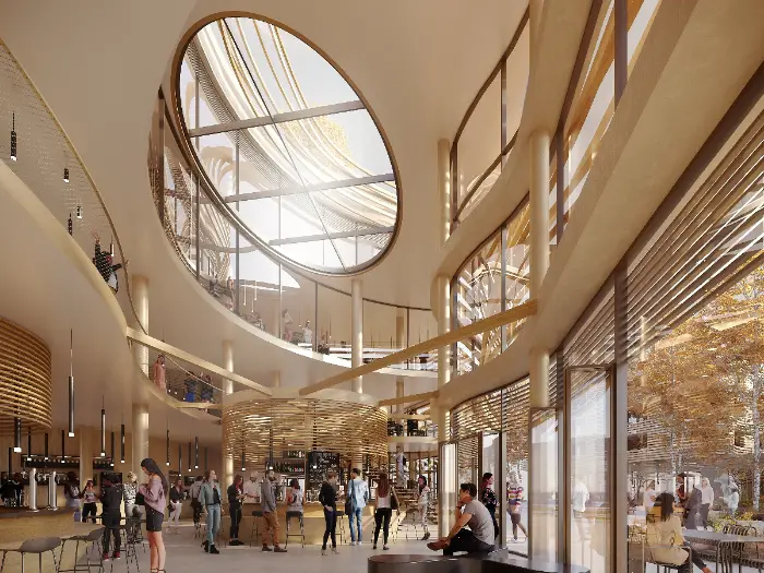 Coup d'envoi des travaux des halles védasiennes aux portes de Montpellier 10 - Les indiscretions Perspective de l'intérieur des halles Saint-Jean-de-Védas